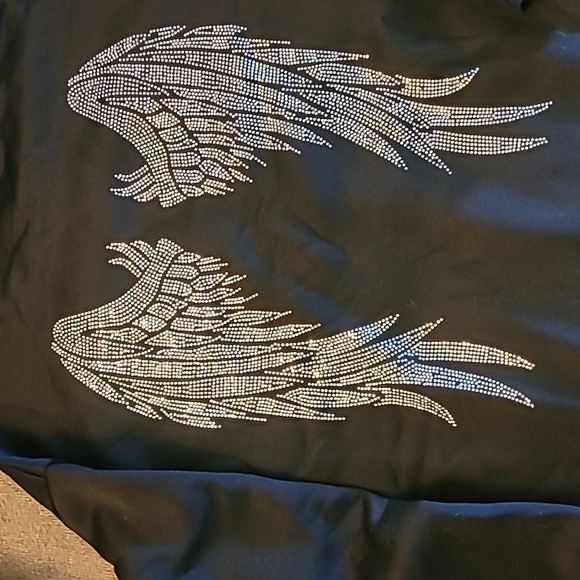 Rhinestone sweater Angel Wings Sweatshirt,  Long Sleeve Crew Neck sweater shiny - Picture 8 of 12